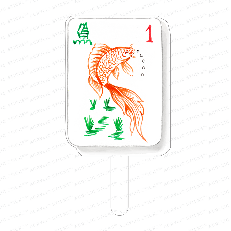 MAHJONG TILE GOLDFISH ACRYLIC CAKE TOPPER