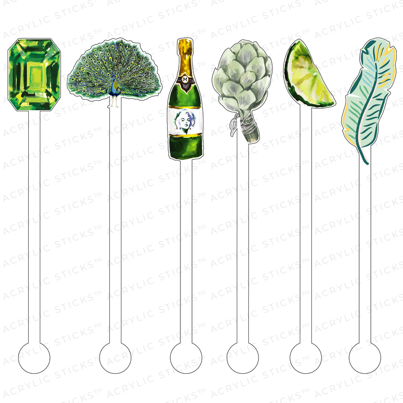 GLORIOUS GREENS ACRYLIC STIR STICKS COMBO