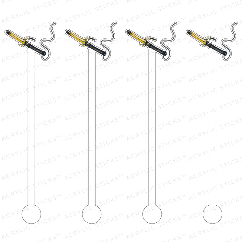 CURLING IRON ACRYLIC STIR STICKS