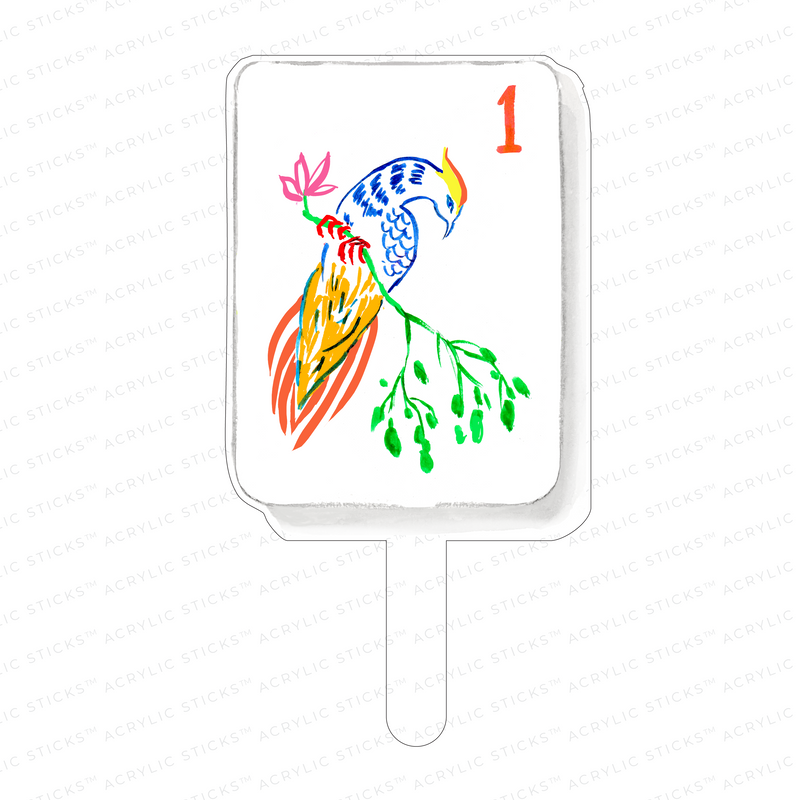 MAHJONG BIRD TILE ACRYLIC CAKE TOPPER