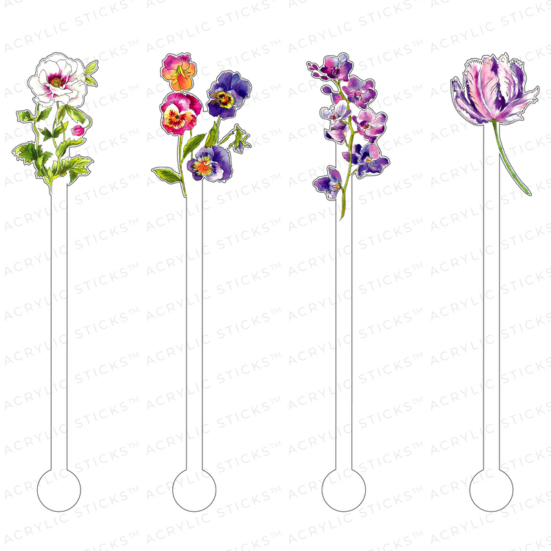 BRIGHT BLOOMS ACRYLIC STIR STICKS COMBO