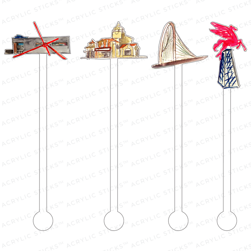 DALLAS LANDMARKS ACRYLIC STIR STICKS COMBO