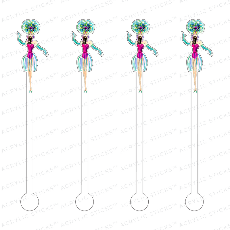 BEARDED LADY SILHOUETTE ACRYLIC STIR STICKS