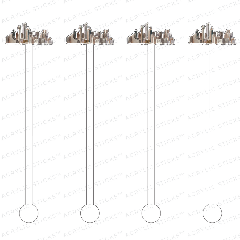 DALLAS SKYLINE ACRYLIC STIR STICKS