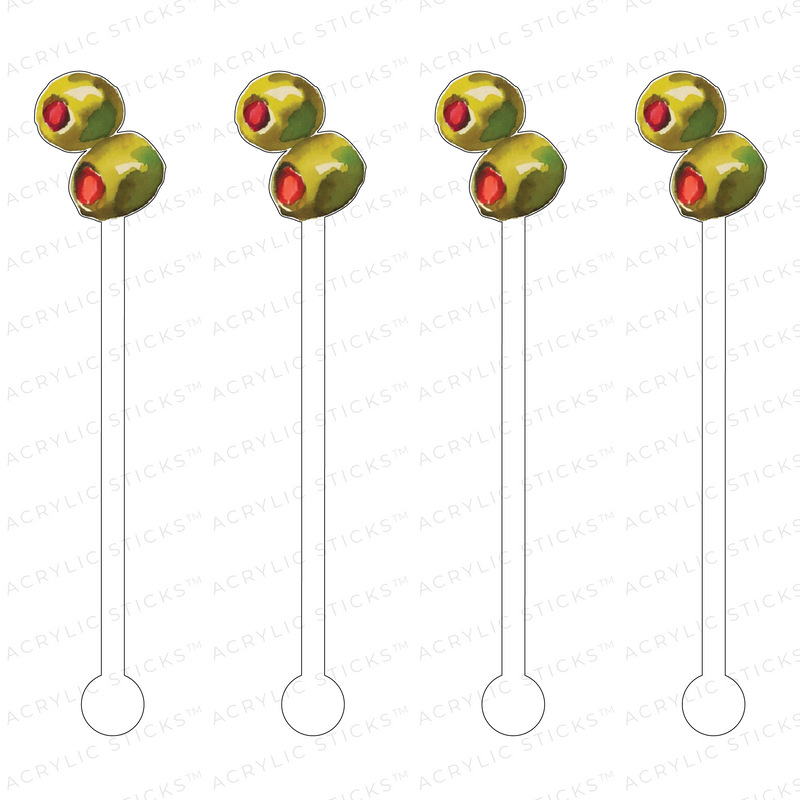 GREEN OLIVES ACRYLIC STIR STICKS