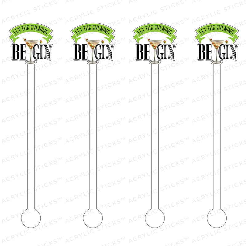 LET THE EVENING BE GIN ACRYLIC STIR STICKS