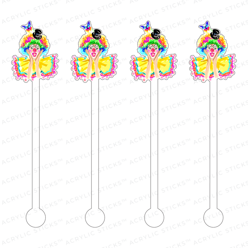 CIRCUS CLOWN ACRYLIC STIR STICKS