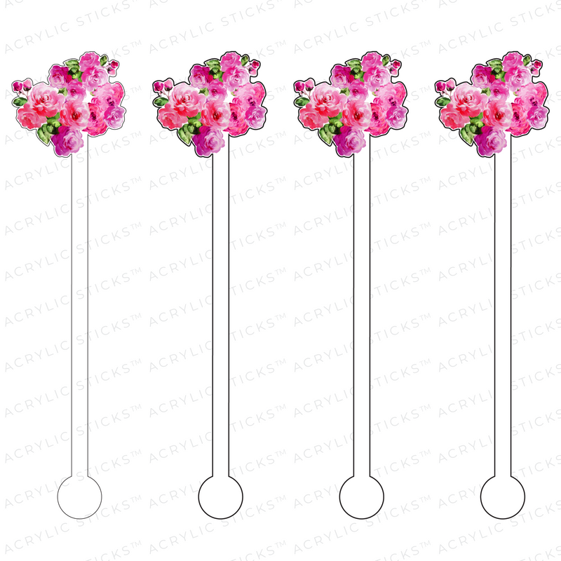 BUNDLE OF GARDEN ROSES ACRYLIC STIR STICKS