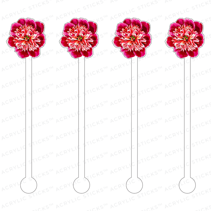 BURGANDY PINK PEONY ACRYLIC STIR STICKS