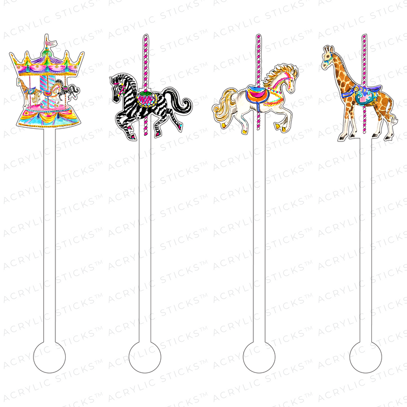 CIRCUS CAROUSEL ACRYLIC STIR STICKS COMBO