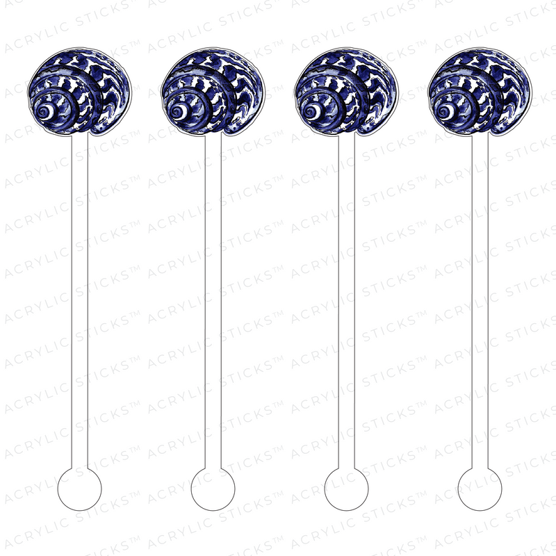 BLUE SPIRAL SEASHELL ACRYLIC STIR STICKS