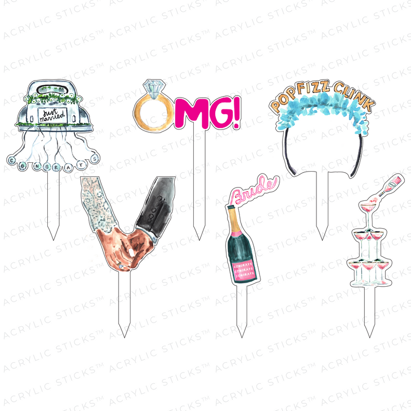 AS X EVELYN HENSON ENGAGED! ACRYLIC PARTY PIK STICKS COMBO