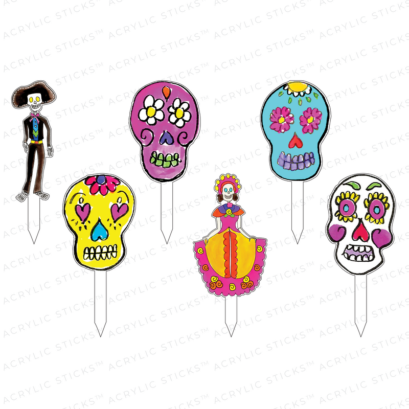 DAY OF THE DEAD ACRYLIC PARTY PIK STICKS COMBO
