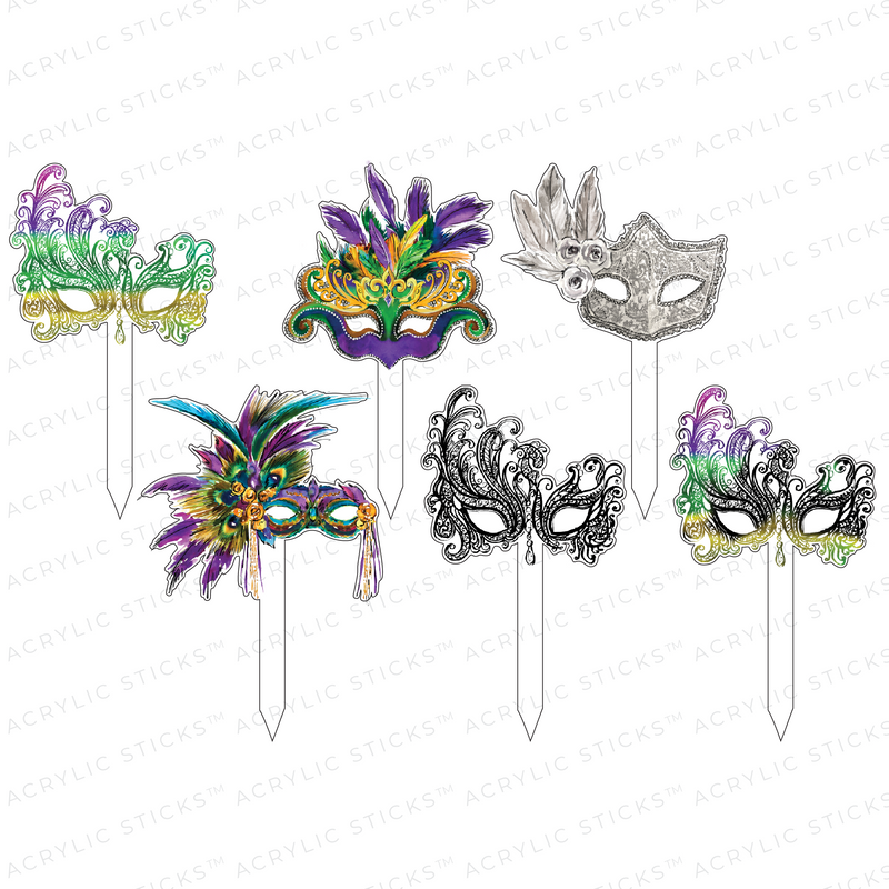 MASKING FOR MARDI GRAS ACRYLIC PARTY PIK STICKS COMBO