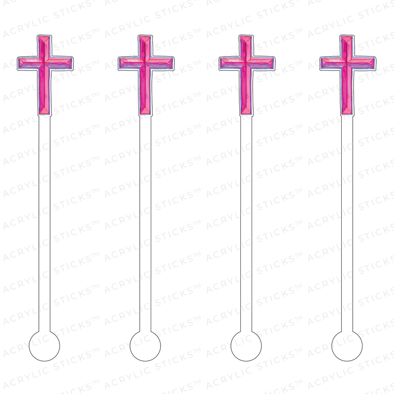 AUBERGINE CROSS ACRYLIC STIR STICKS