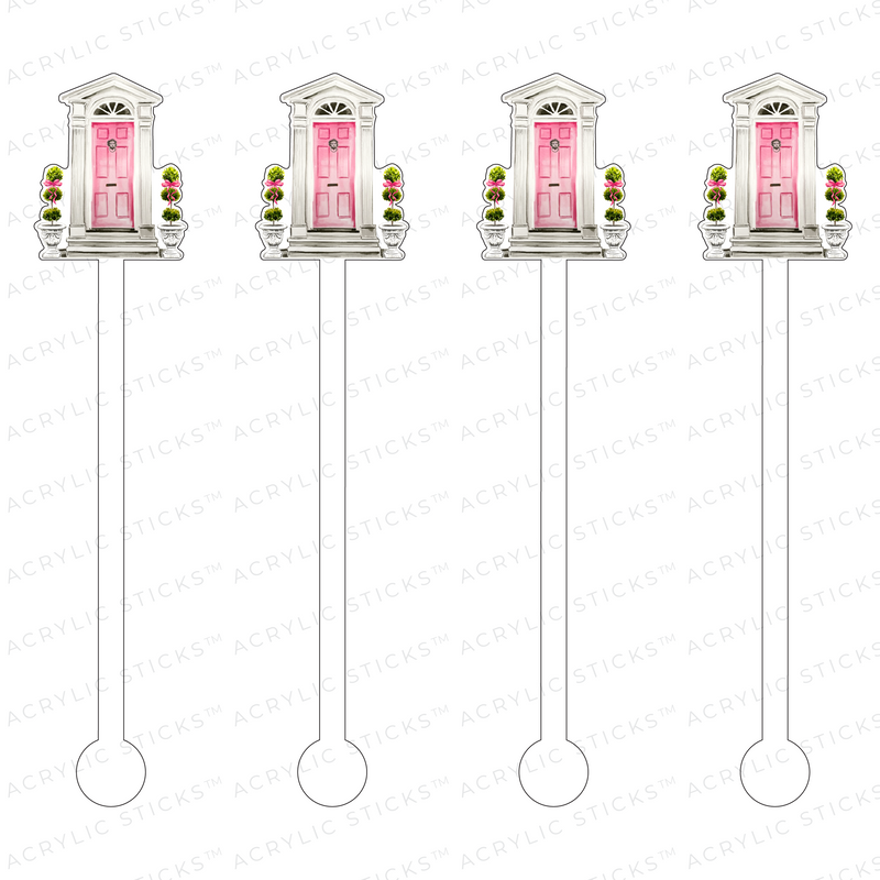 A 'PINK' WELCOME HOME ACRYLIC STIR STICKS