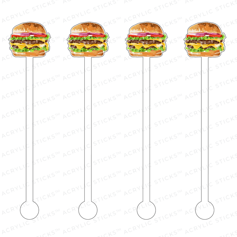 JUICY CHEESEBURGER ACRYLIC STIR STICKS