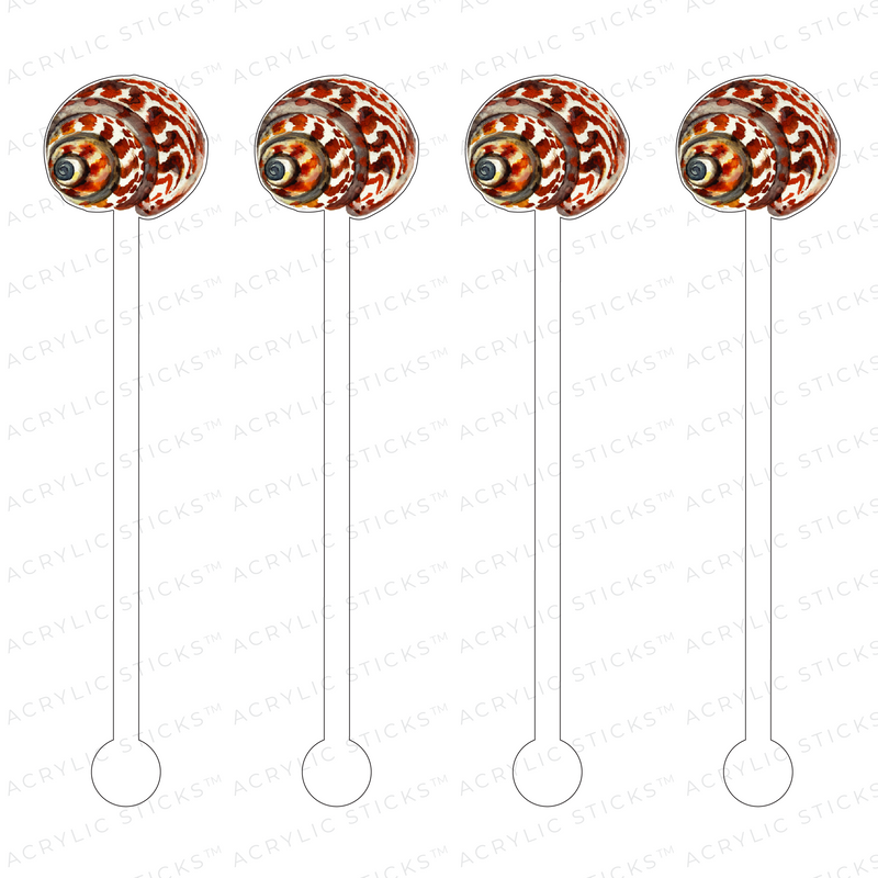 BROWN SLIPPER SNAIL SHELL ACRYLIC STIR STICKS