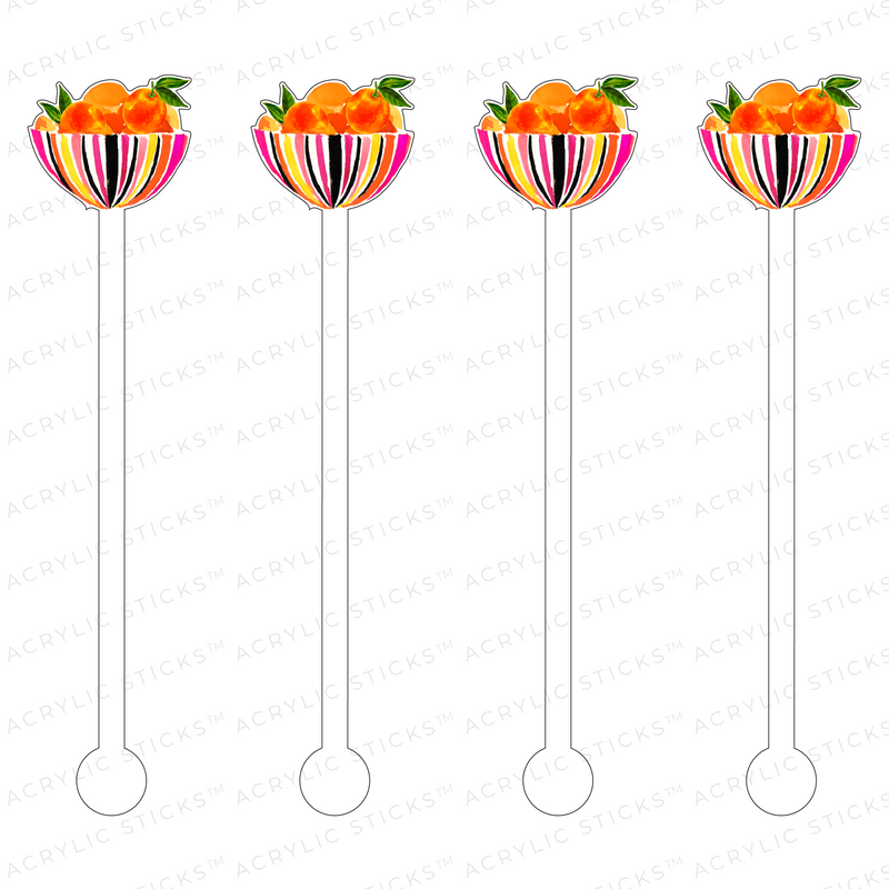 MOD BOWL OF ORANGES ACRYLIC STIR STICKS