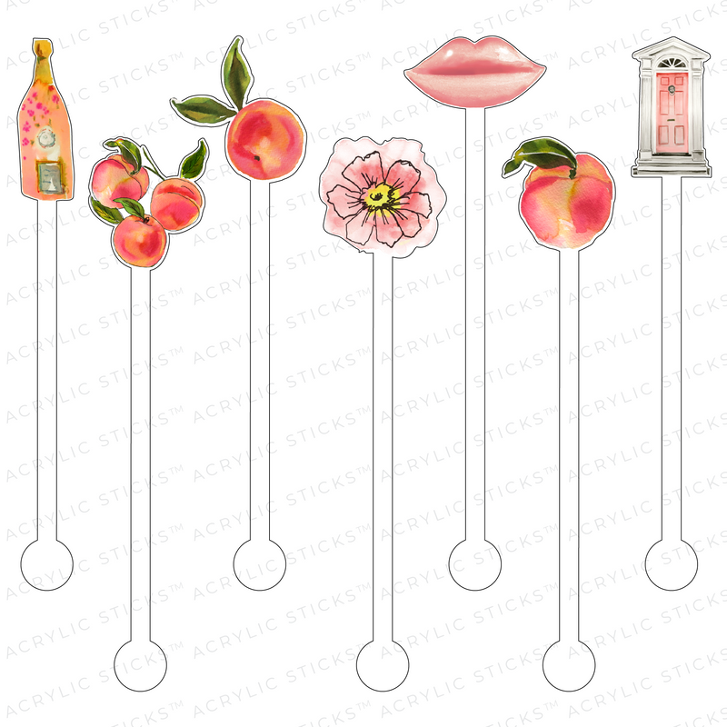 JUST PEACHY ACRYLIC STIR STICKS COMBO