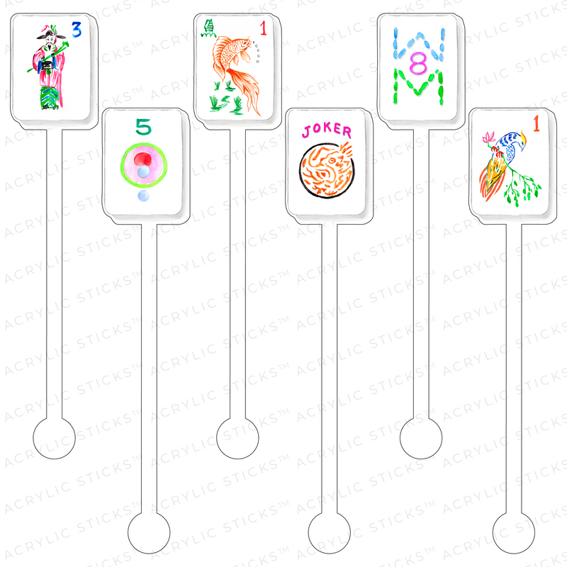 I LOVE MAHJONG ACRYLIC STIR STICKS COMBO