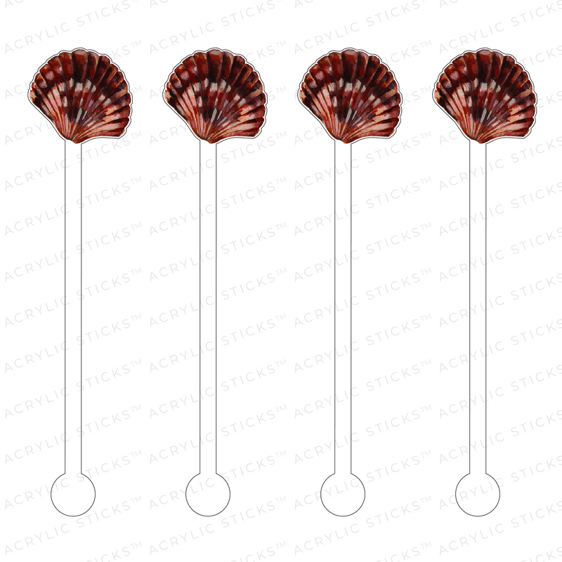 CHAMPAGNE BROWN COCKLE SHELL ACRYLIC STIR STICKS