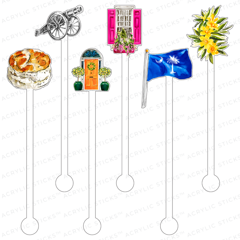 DREAMING OF SOUTH CAROLINA ACRYLIC STIR STICKS COMBO