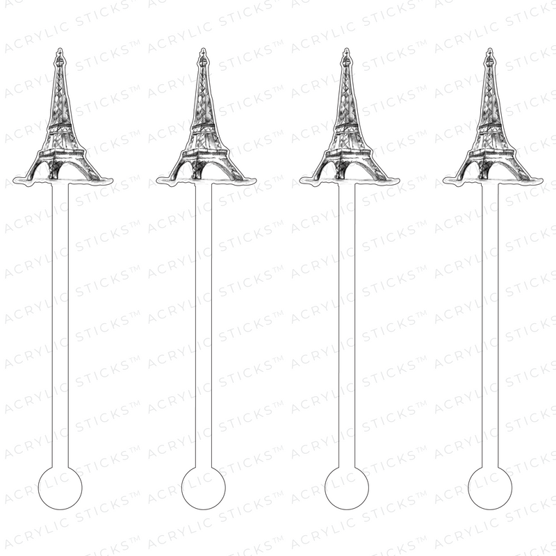 EIFFEL TOWER SKETCH ACRYLIC STIR STICKS