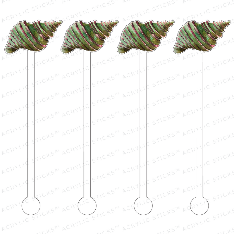 GREEN & GOLD CONCH SHELL ACRYLIC STIR STICKS
