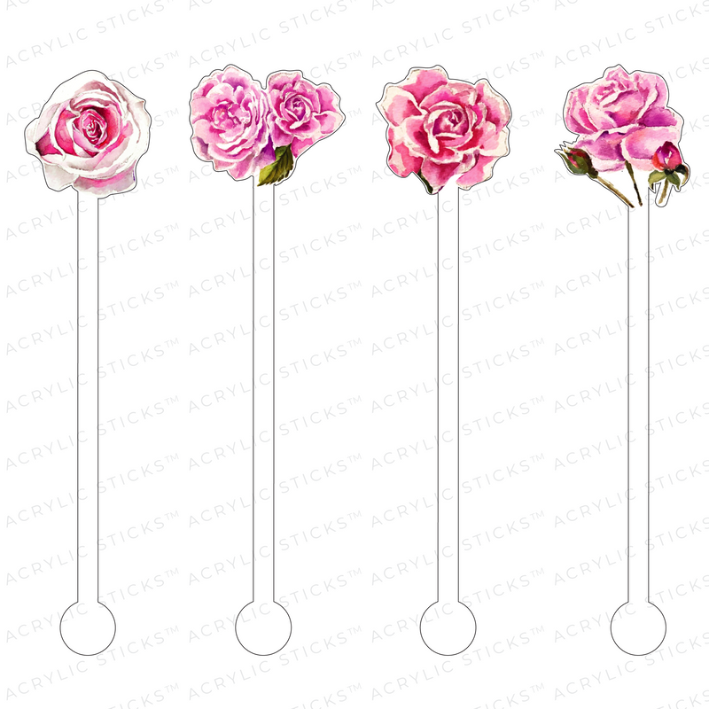ALL THE PINK FLOWERS ACRYLIC STIR STICKS COMBO