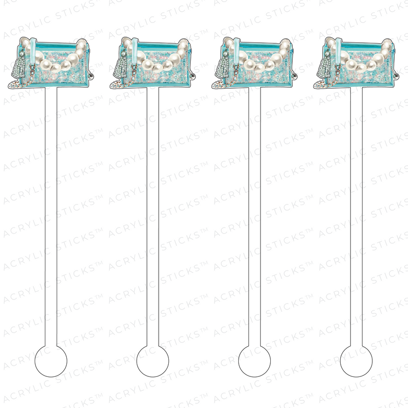 AQUA TWEED CLUTCH ACRYLIC STIR STICKS