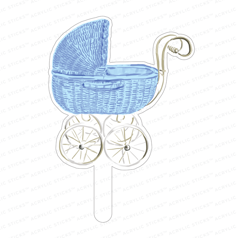 IT'S A BOY VINTAGE STROLLER ACRYLIC CAKE TOPPER