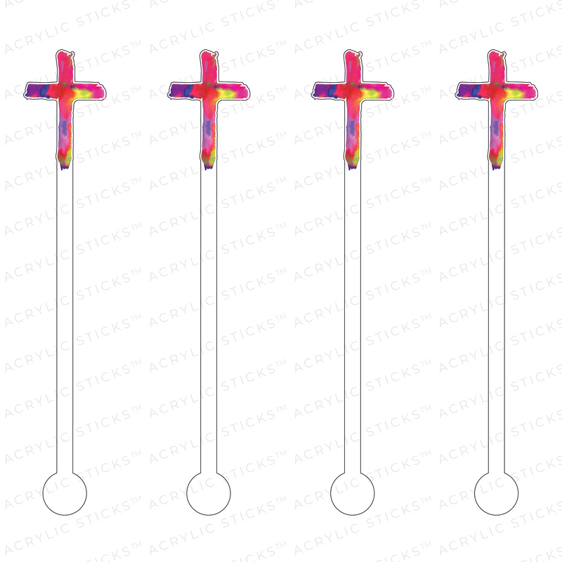 MULTI-COLOR CROSS ACRYLIC STIR STICKS