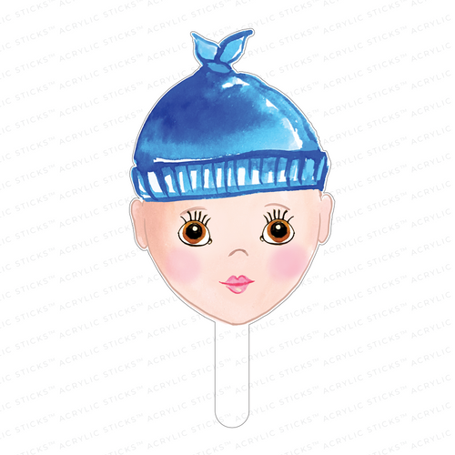 BABY BOY BOBBLE HEAD ACRYLIC CAKE TOPPER: 2 STYLE OPTIONS
