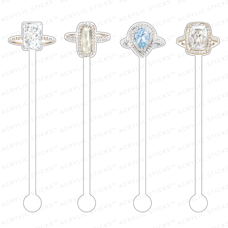 ENGAGEMENT RINGS ACRYLIC STIR STICKS COMBO