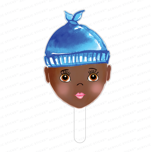 BABY BOY BOBBLE HEAD ACRYLIC CAKE TOPPER: 2 STYLE OPTIONS
