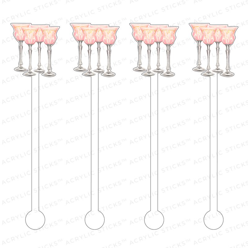 PINK CRYSTAL STEMWARE ACRYLIC STIR SICKS