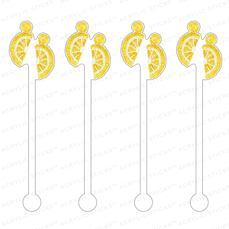 LEMON SLICE BAUBLE EARRINGS ACRYLIC STIR STICKS