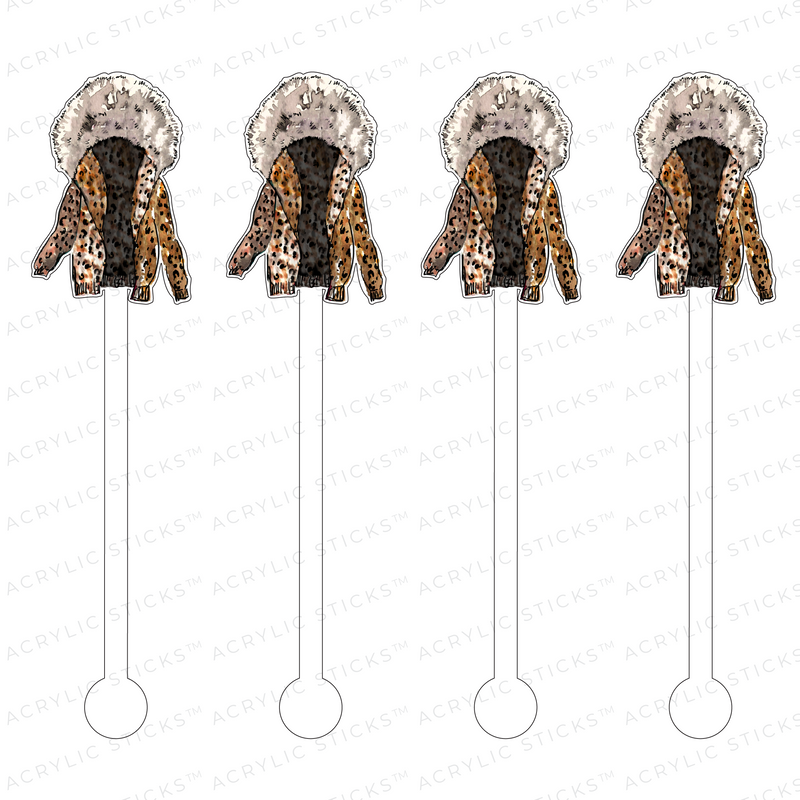 LEOPARD COAT ACRYLIC STIR STICKS