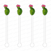CUSHION CACTUS WITH PINK BLOOM ACRYLIC STIR STICKS