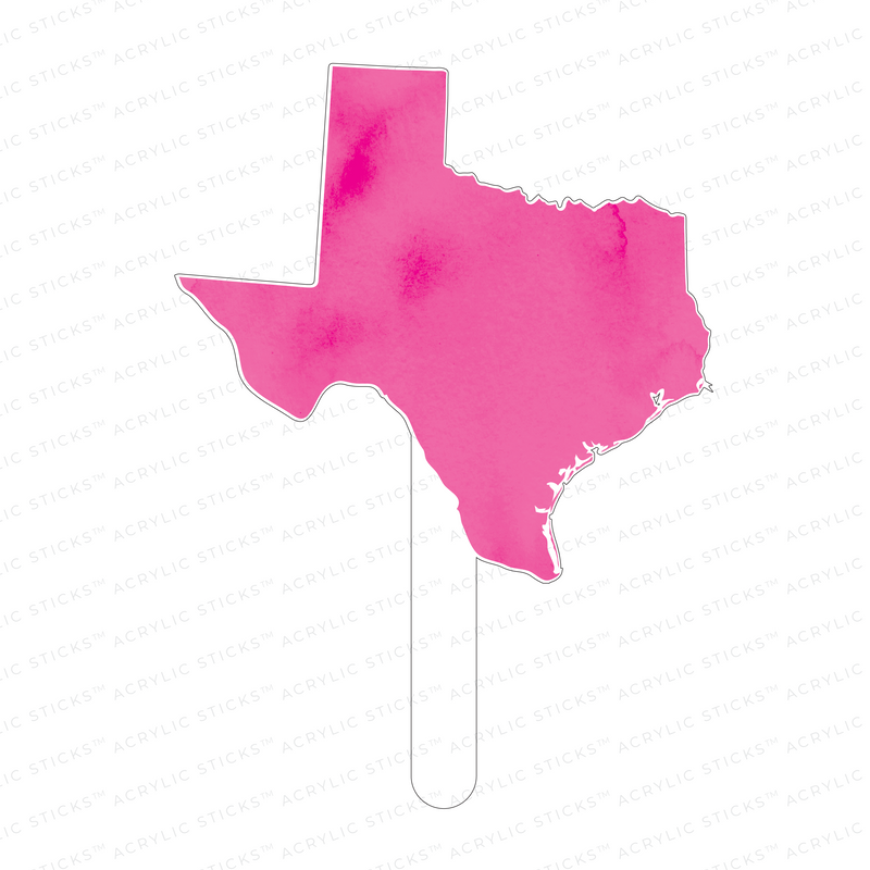 PINK TEXAS ACRYLIC CAKE TOPPER