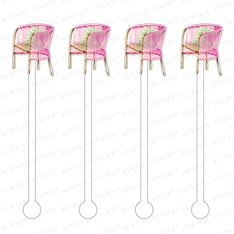 PINK RATTAN CHAIR ACRYLIC STIR STICKS