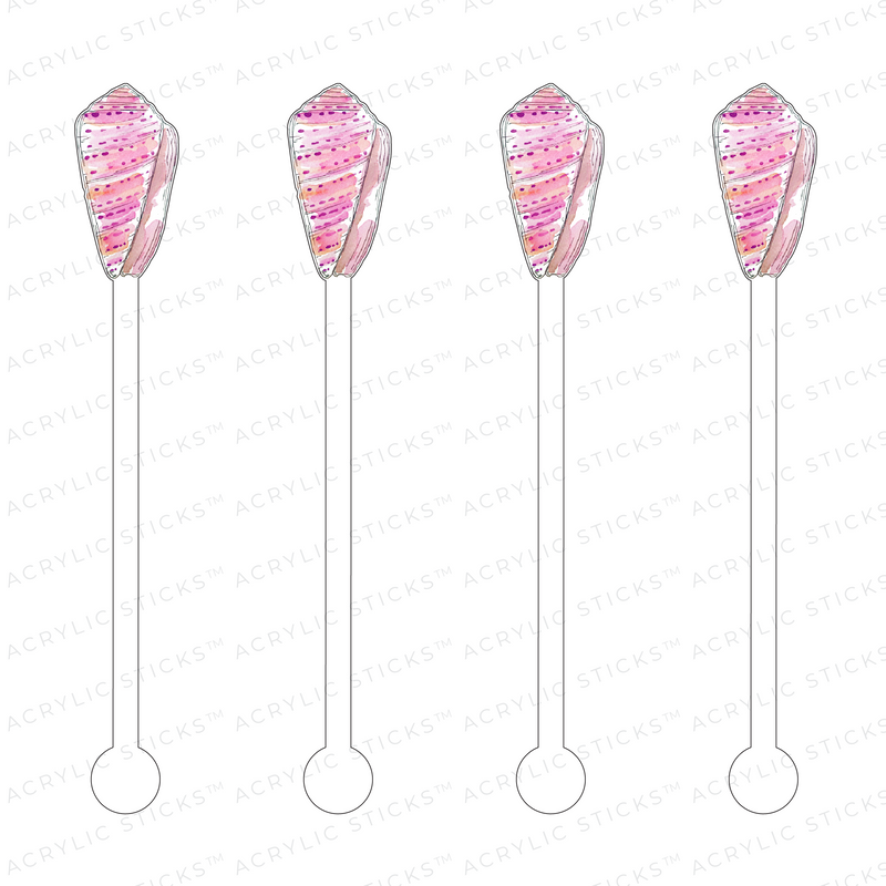 PINK SPECKLED CERITH SHELL ACRYLIC STIR STICKS