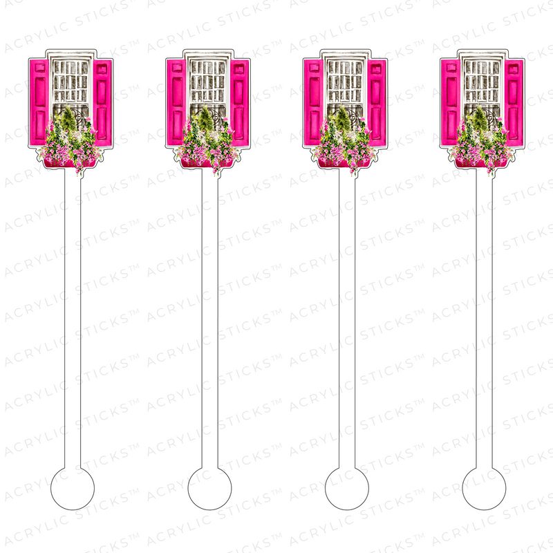 PINK SOUTHERN WINDOW ACRYLIC STIR STICKS