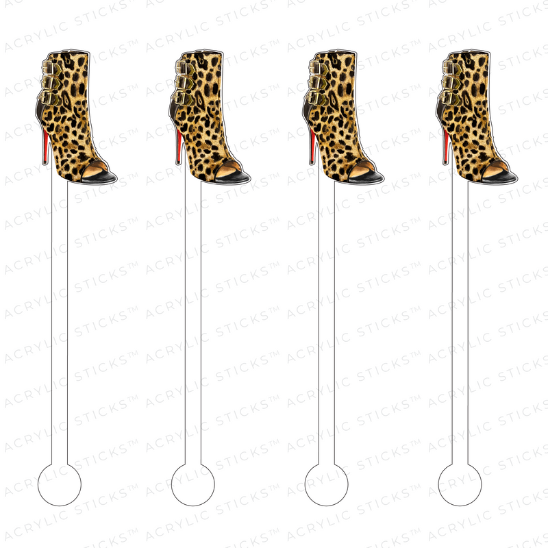 LEOPARD PEEP-TOE BOOTIE ACRYLIC STIR STICKS