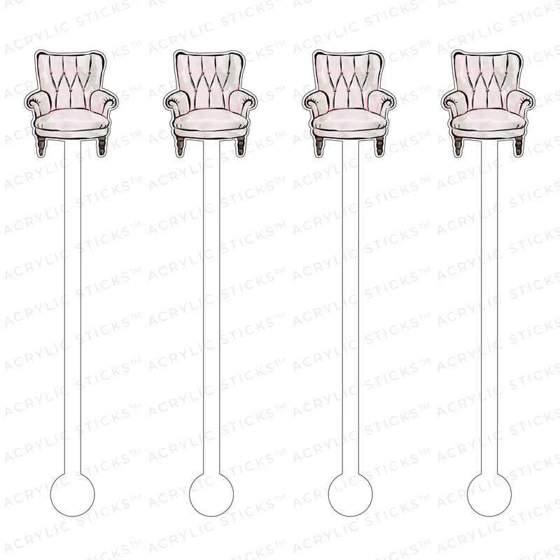 PINK TUFTED CHAIR ACRYLIC STIR STICKS