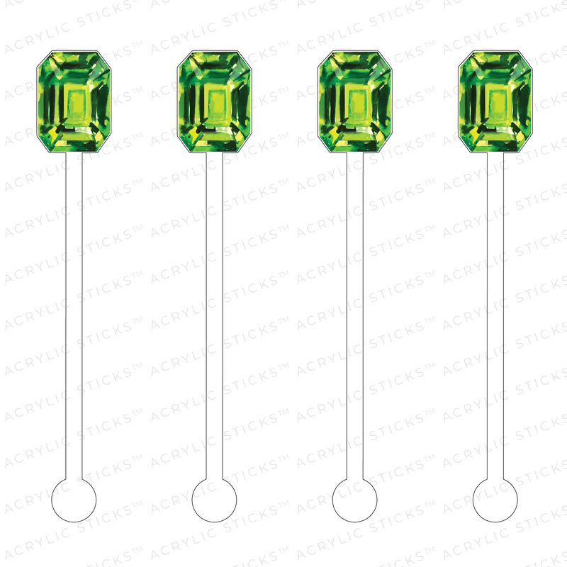 EMERALD CUT GEM ACRYLIC STIR STICKS