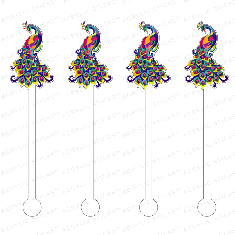 EXOTIC BIRDS PEACOCK ACRYLIC STIR STICKS
