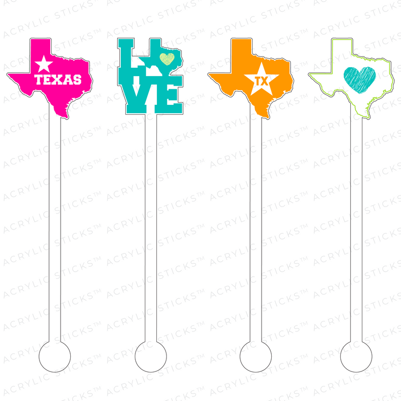 I LOVE THE LONE STAR STATE ACRYLIC STIR STICKS COMBO