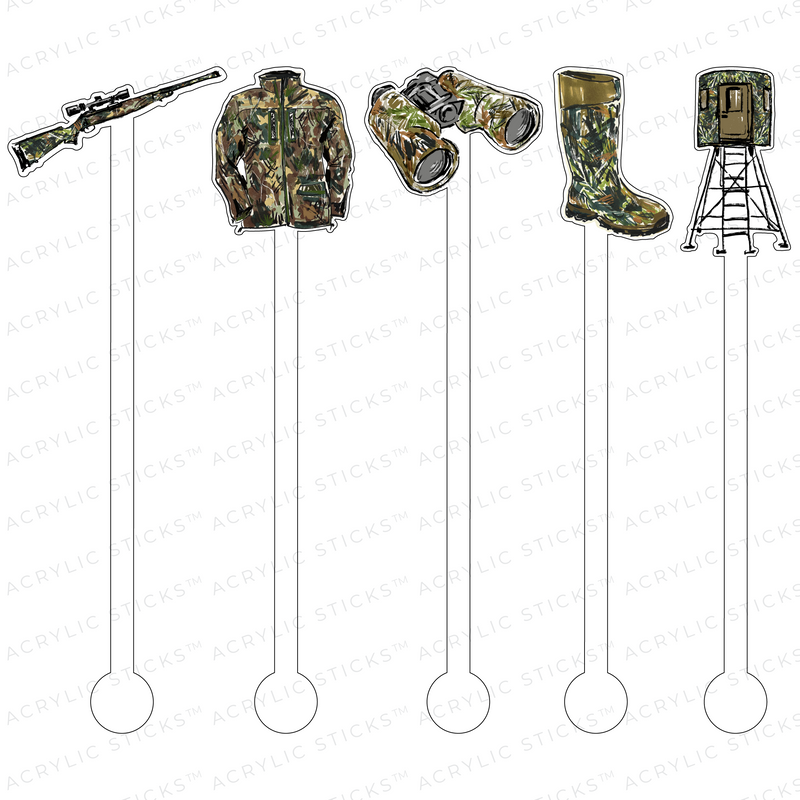HUNTING IN CAMO ACRYLIC STIR STICKS COMBO